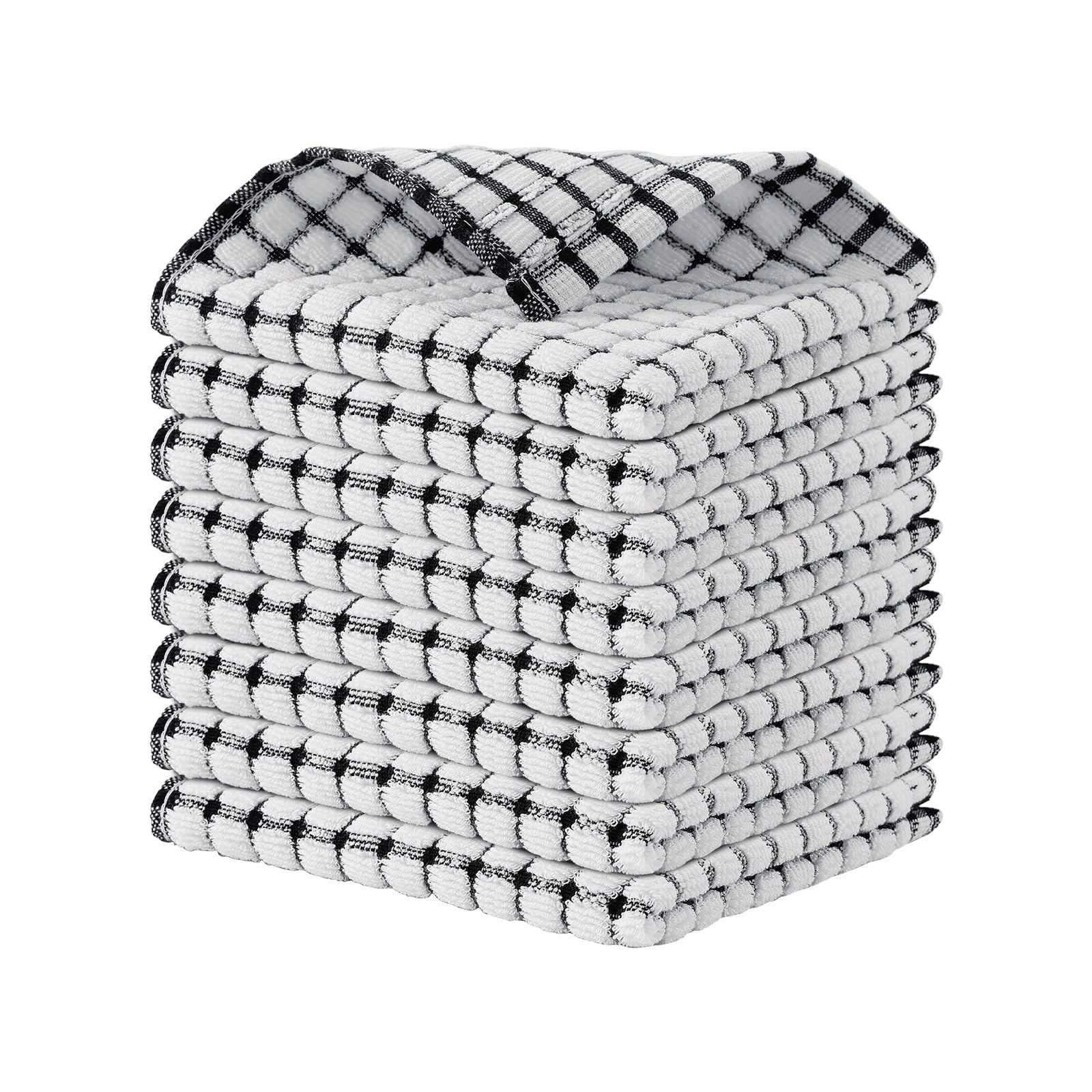 Kitinjoy Cotton 8 Pack Terry Kitchen Dish Cloths, 12 x 12 Inches Super Soft and Absorbent Dish Rags, Quick Drying Dish Towels for Washing Dishes, Mixed Color