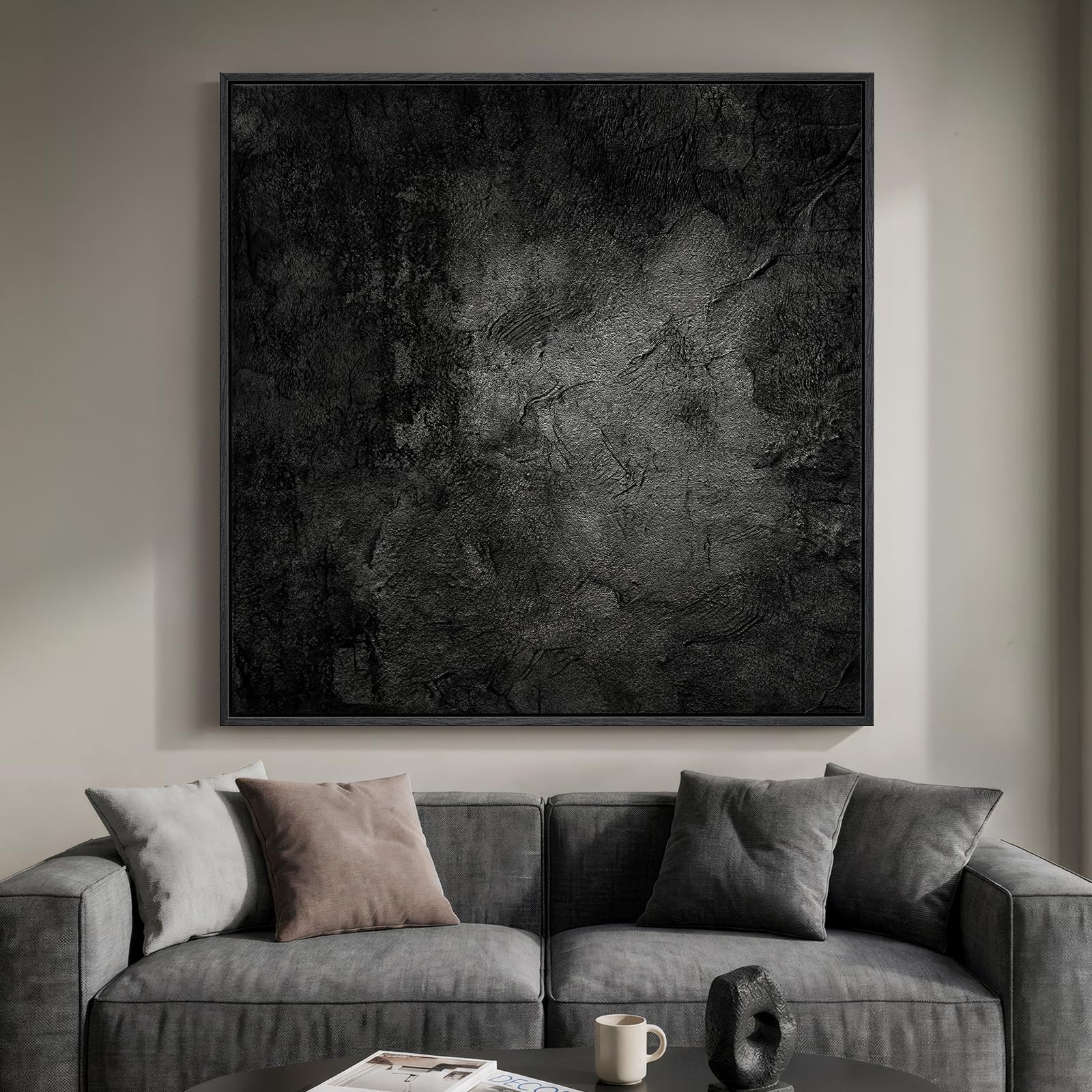 Framed Sage Green Abstract Wall Art, Modern Canvas Prints Artwork for Walls, Square Minimalist All Green Abstract Pictures for Living Room, Hallway, Fireplace, Bedroom, Home Office Wall Decor 30x30 In