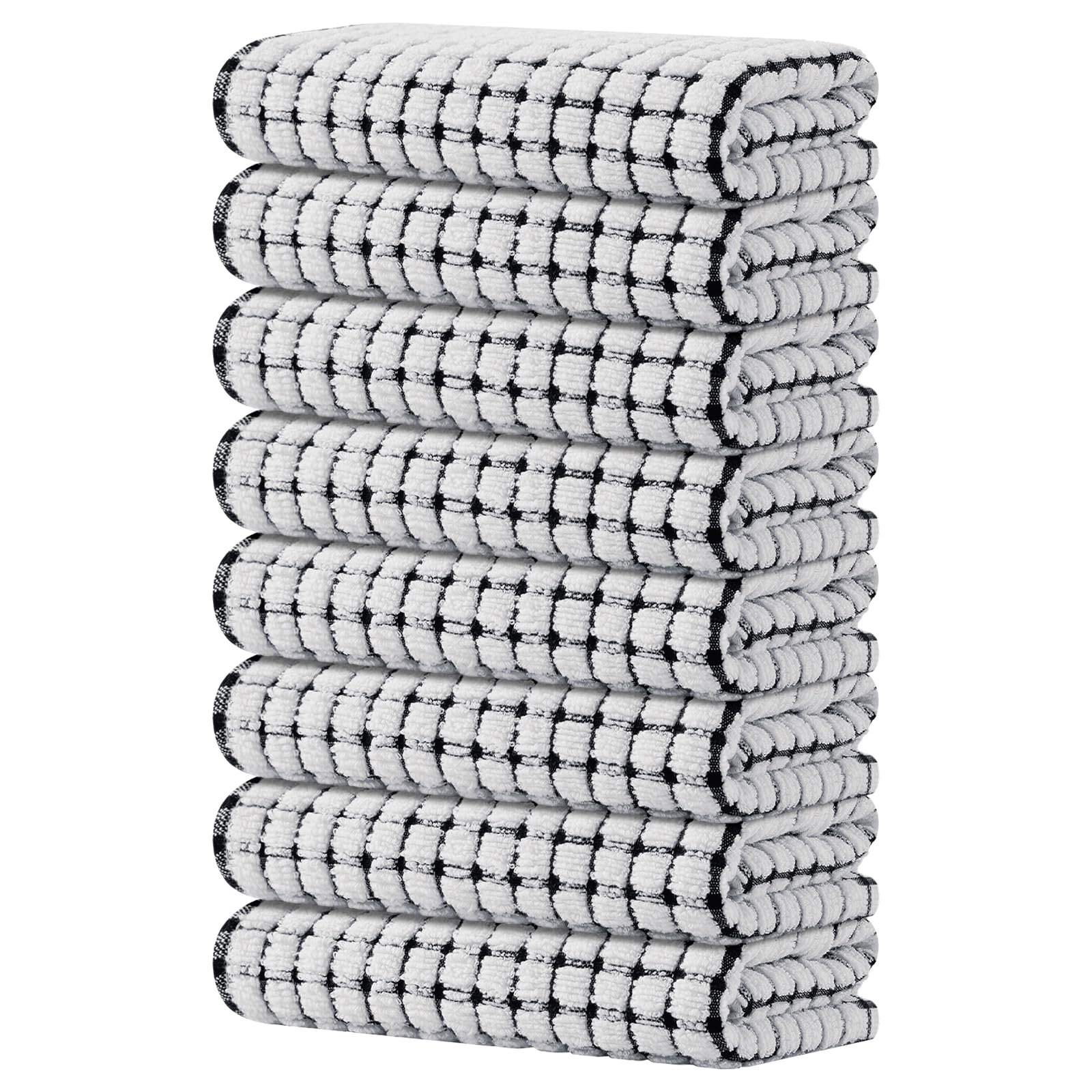 Kitinjoy Cotton 8 Pack Terry Kitchen Dish Cloths, 12 x 12 Inches Super Soft and Absorbent Dish Rags, Quick Drying Dish Towels for Washing Dishes, Mixed Color