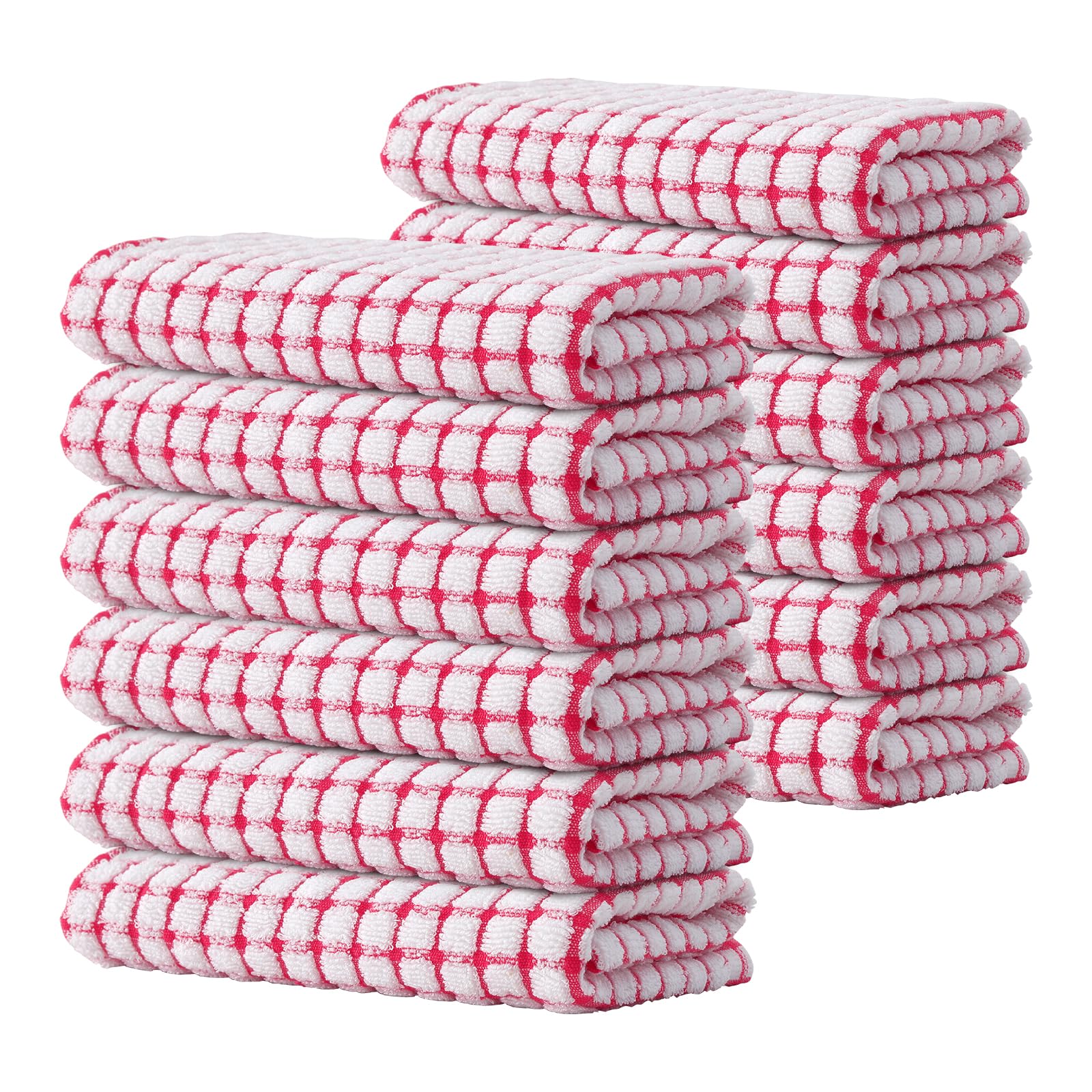 Kitinjoy Cotton 8 Pack Terry Kitchen Dish Cloths, 12 x 12 Inches Super Soft and Absorbent Dish Rags, Quick Drying Dish Towels for Washing Dishes, Mixed Color