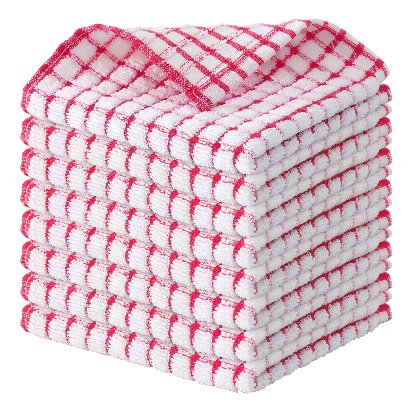 Kitinjoy Cotton 8 Pack Terry Kitchen Dish Cloths, 12 x 12 Inches Super Soft and Absorbent Dish Rags, Quick Drying Dish Towels for Washing Dishes, Mixed Color