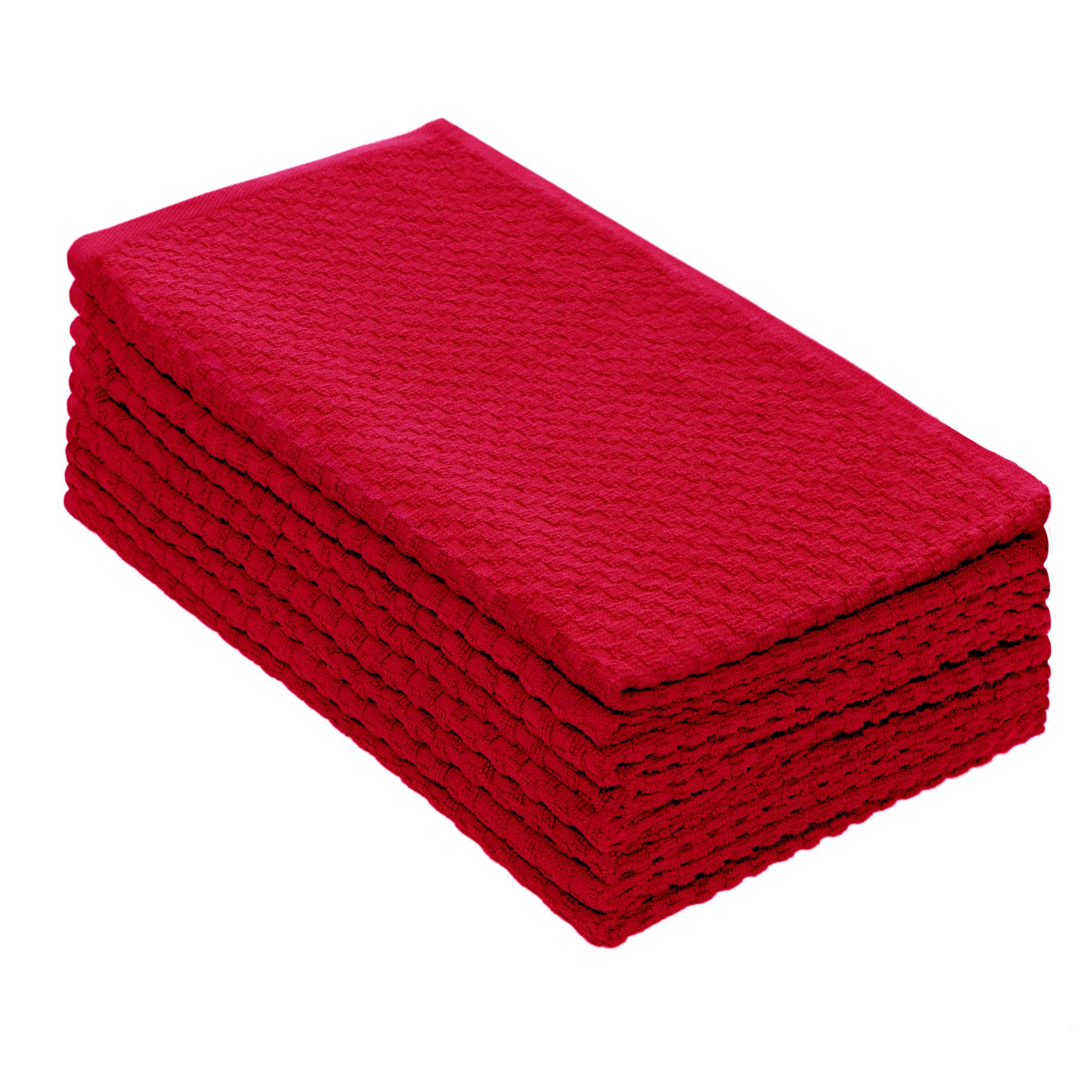 COTTON CRAFT Euro Café Set of 12 Waffle Weave Pure Cotton Super Absorbent Multipurpose Kitchen Towels, Dishcloths, Tea Towels White