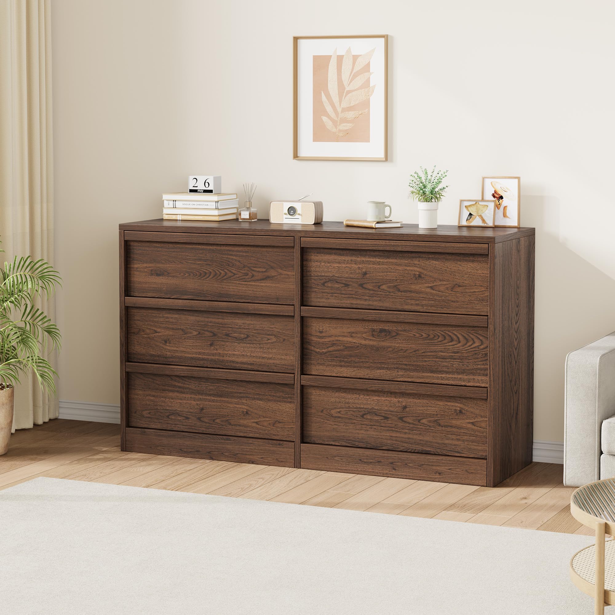 GarveeHome 7 Drawer Dresser for Bedroom, 54in Wide Natural Oak 7 Chest of Drawers with Large Storage, Wooden Dresser Organizer Closet for Living Room, Entryway, Nursery