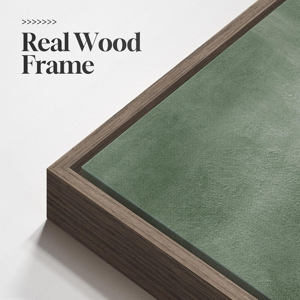 Framed Sage Green Abstract Wall Art, Modern Canvas Prints Artwork for Walls, Square Minimalist All Green Abstract Pictures for Living Room, Hallway, Fireplace, Bedroom, Home Office Wall Decor 30x30 In