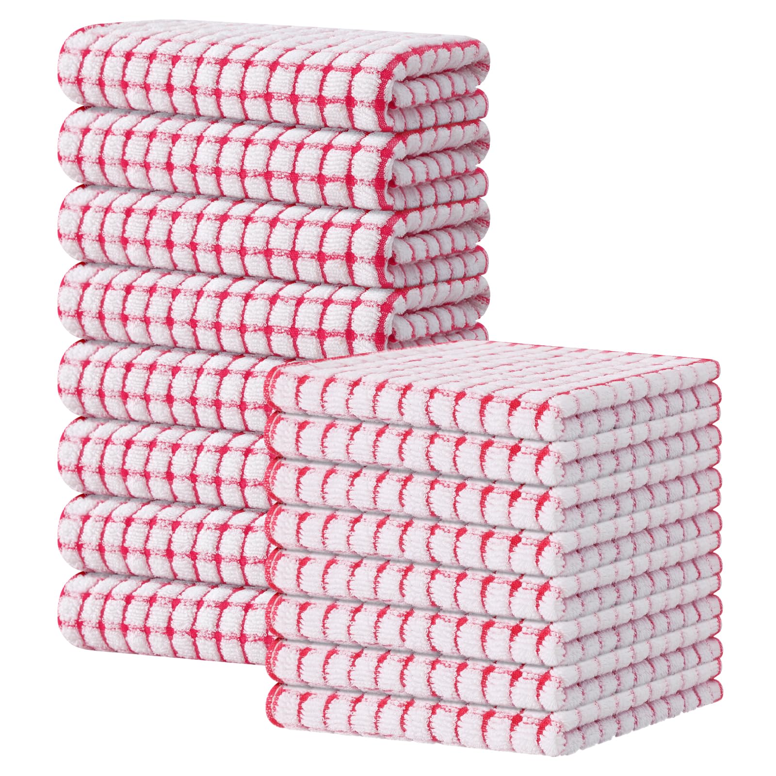 Kitinjoy Cotton 8 Pack Terry Kitchen Dish Cloths, 12 x 12 Inches Super Soft and Absorbent Dish Rags, Quick Drying Dish Towels for Washing Dishes, Mixed Color
