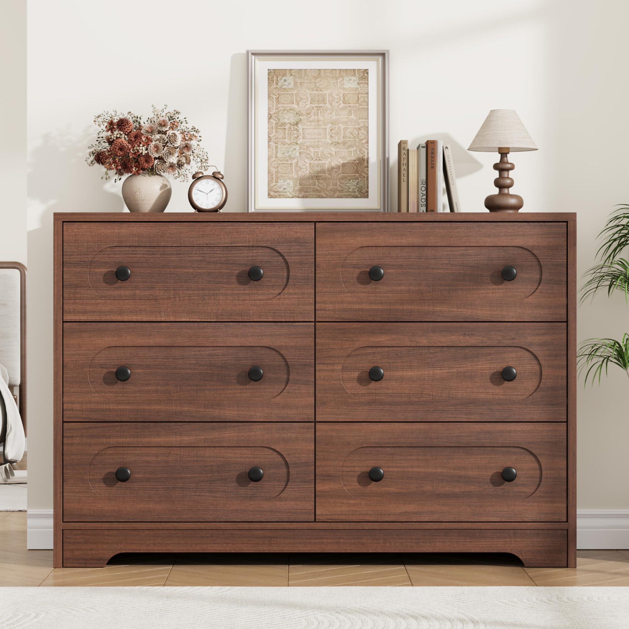 Garvee 5 Drawer Dresser for Bedroom, 50" Tall Large Dresser with Deep Drawers & Metal Knobs, Wooden Mid Century Modern Chest of Drawers for Living Room, Entryway, Hallway, Natural