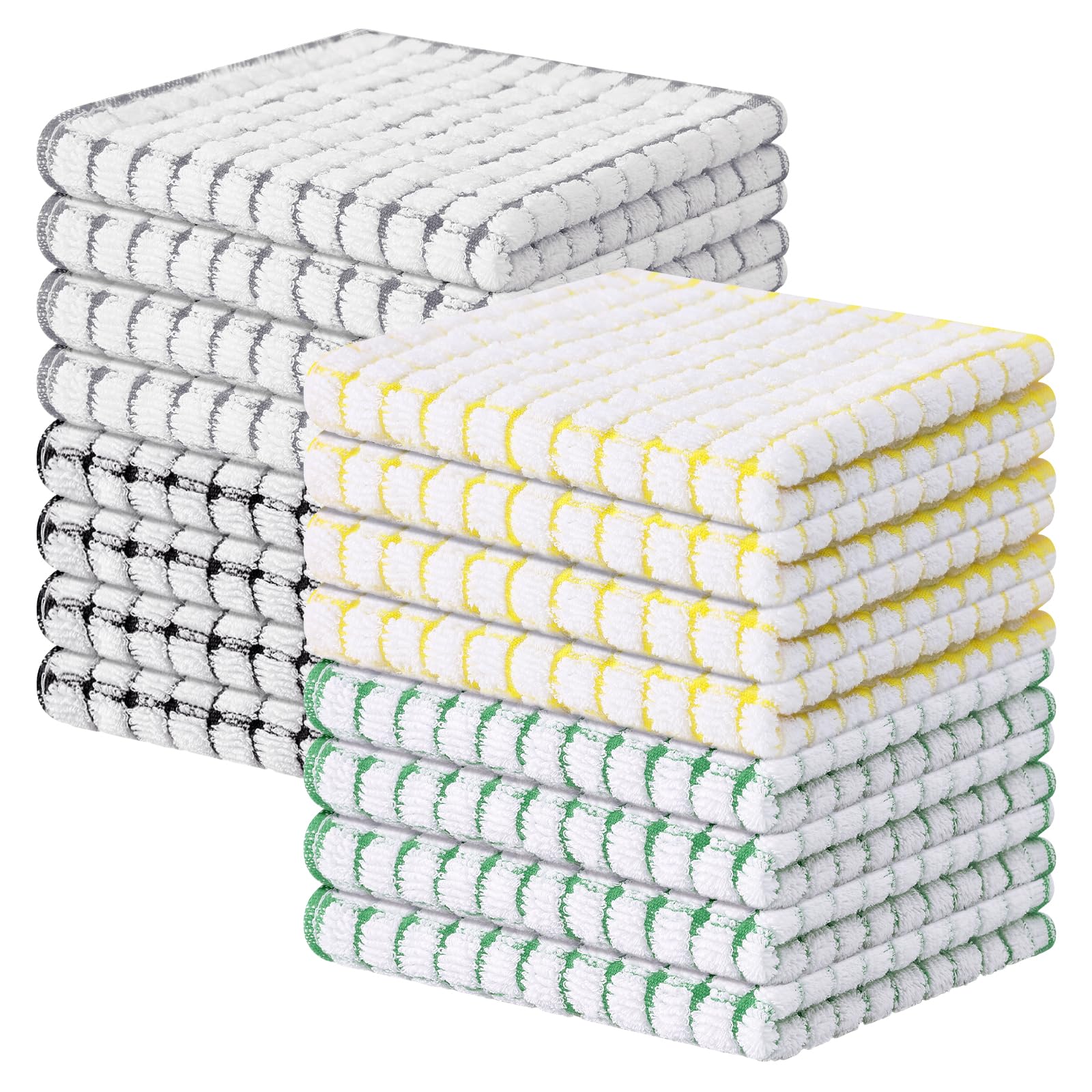 Kitinjoy Cotton 8 Pack Terry Kitchen Dish Cloths, 12 x 12 Inches Super Soft and Absorbent Dish Rags, Quick Drying Dish Towels for Washing Dishes, Mixed Color