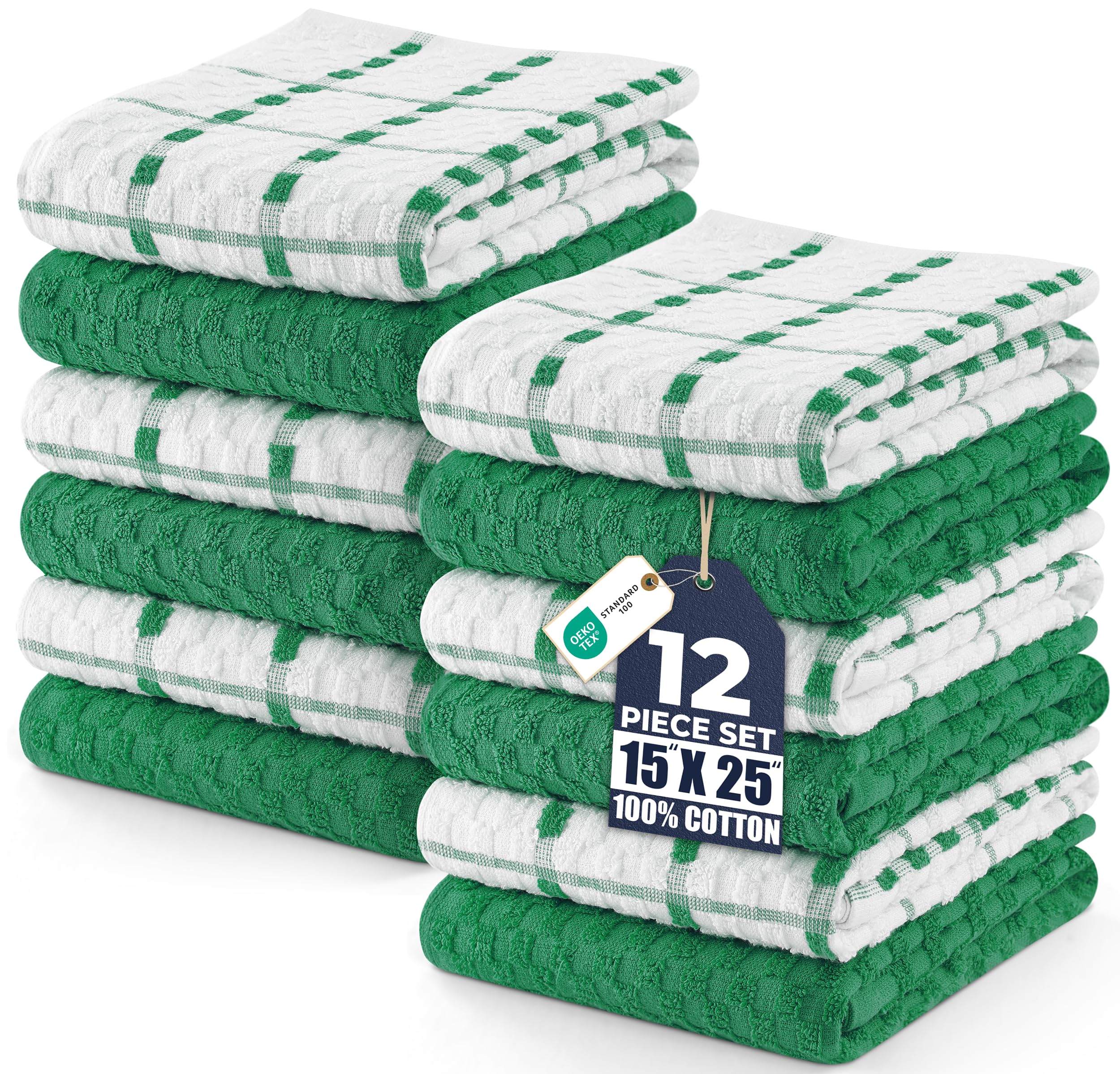 Utopia Towels - Kitchen Towels 12 Pack, 15 x 25 Inches, 100% Ring Spun Cotton Super Soft and Absorbent Linen Dish, Tea and Bar Towels Set, Navy