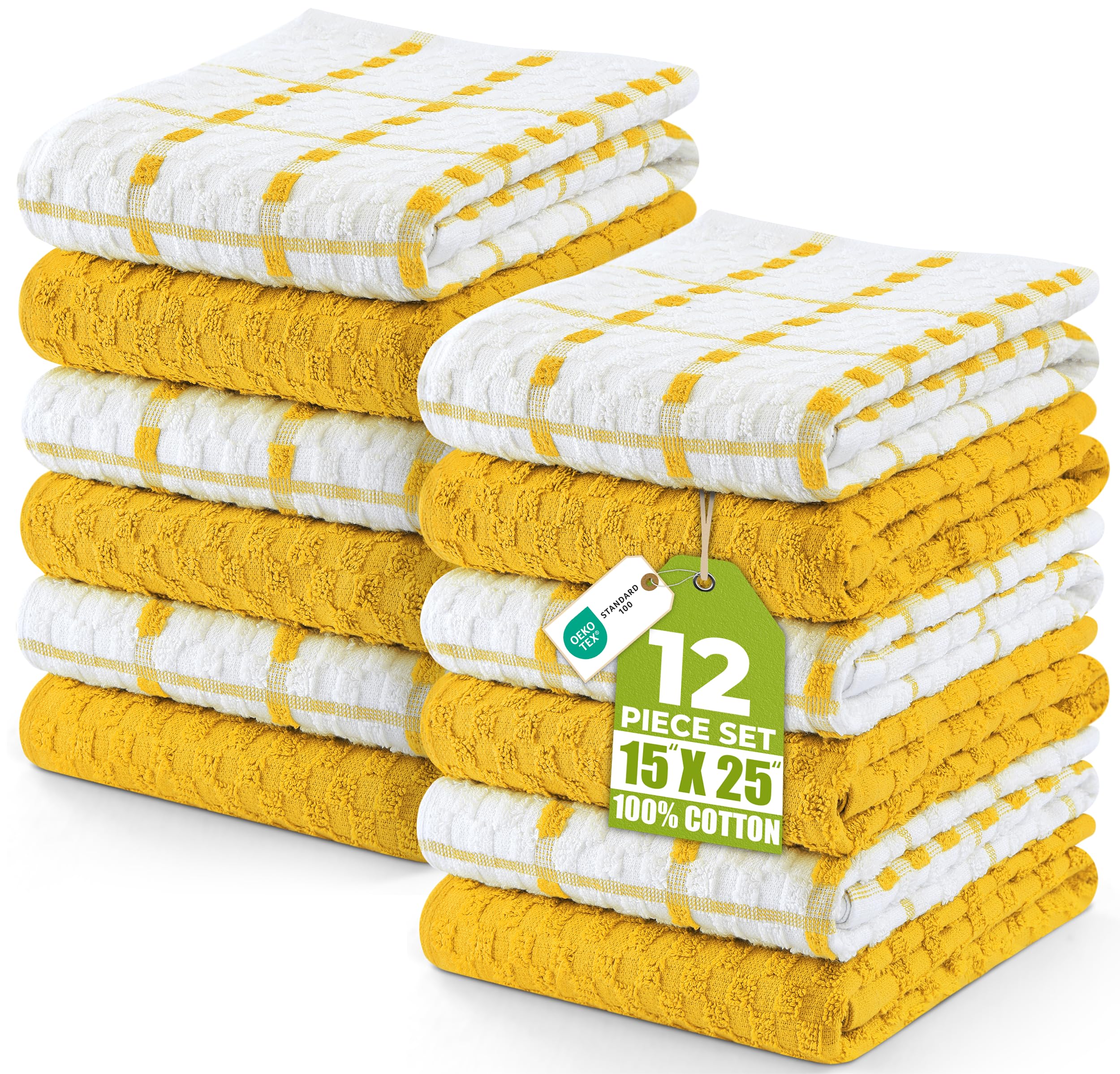 Utopia Towels - Kitchen Towels 12 Pack, 15 x 25 Inches, 100% Ring Spun Cotton Super Soft and Absorbent Linen Dish, Tea and Bar Towels Set, Navy