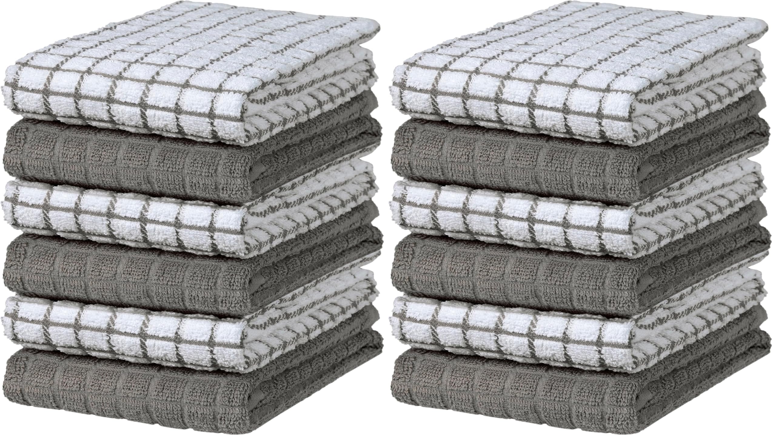 Bumble Dish Cloths (8 Pack) | 12" x 12" | 100% Cotton Kitchen Towels | 405 GSM | Soft, Highly Absorbent & Durable Dish Towels for Kitchen | Gray