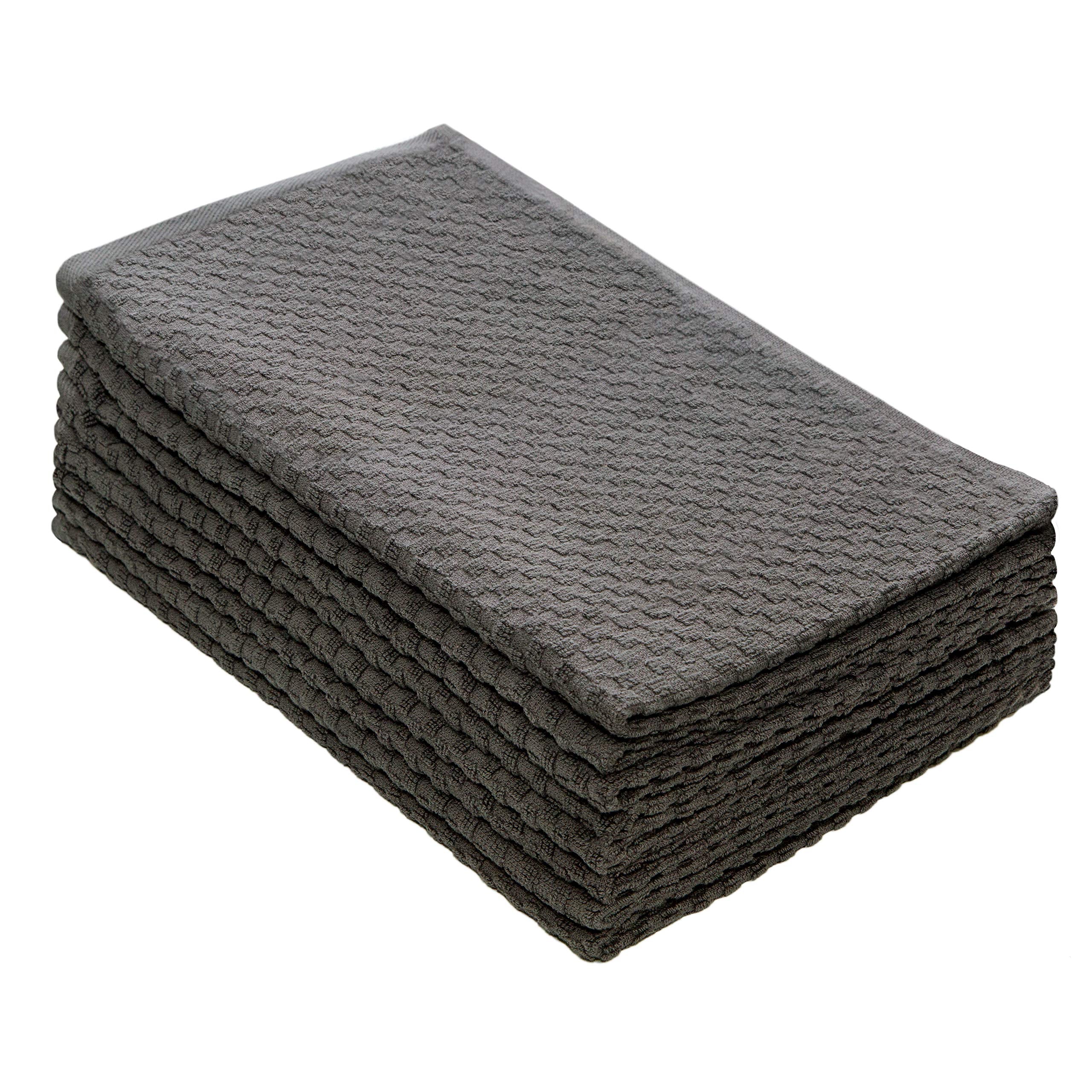 COTTON CRAFT Euro Café Set of 12 Waffle Weave Pure Cotton Super Absorbent Multipurpose Kitchen Towels, Dishcloths, Tea Towels White