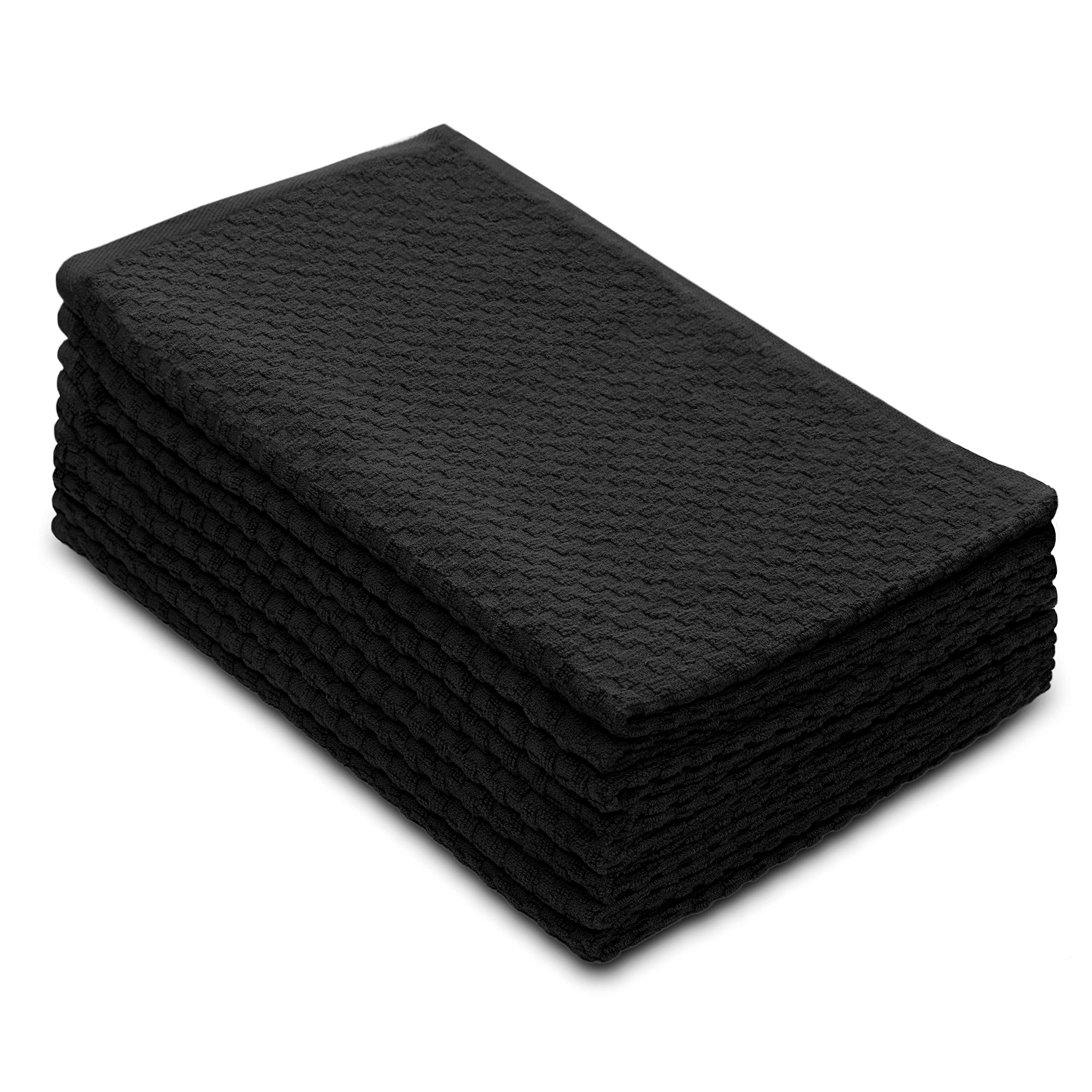 COTTON CRAFT Euro Café Set of 12 Waffle Weave Pure Cotton Super Absorbent Multipurpose Kitchen Towels, Dishcloths, Tea Towels White