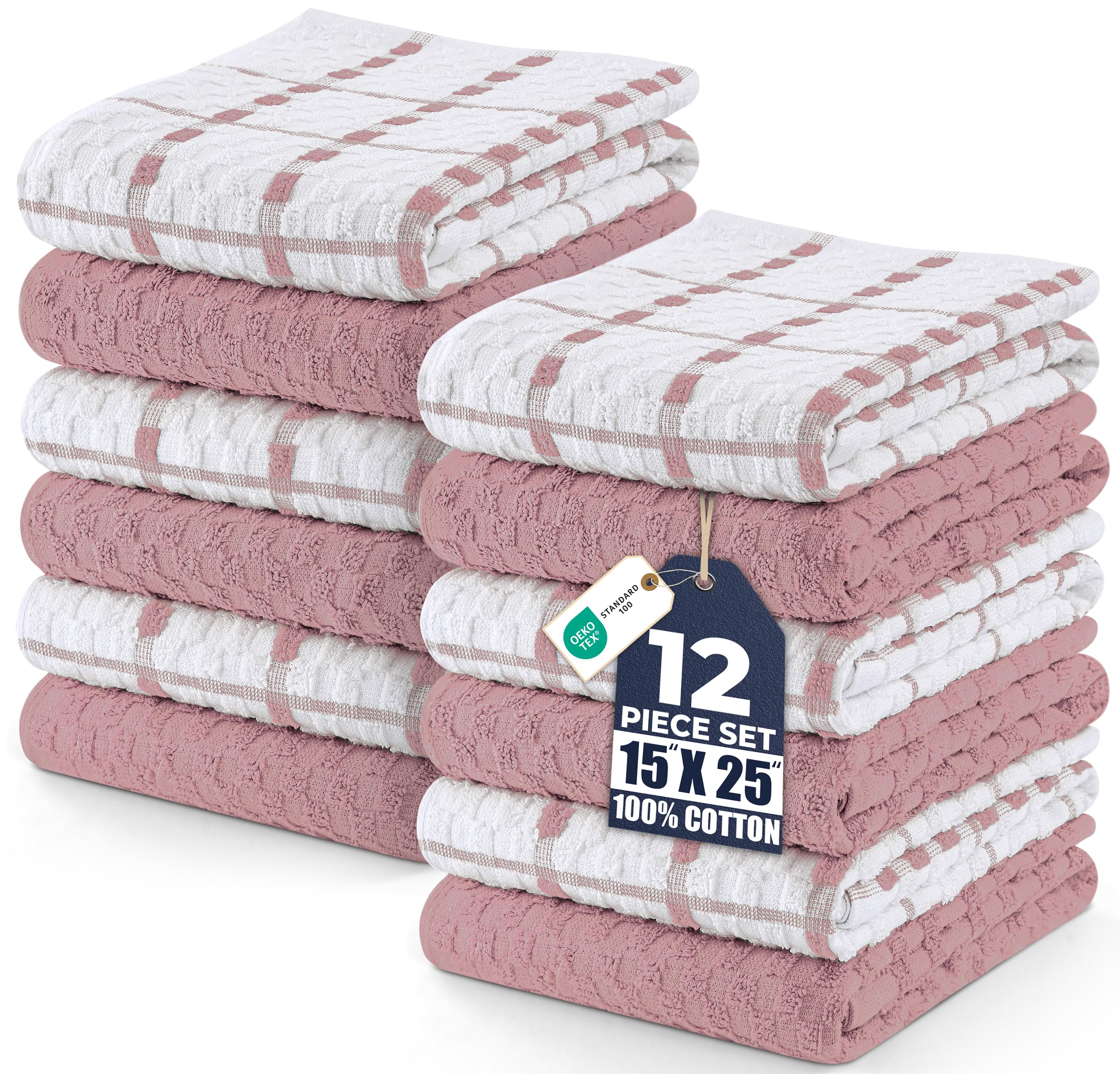 Utopia Towels - Kitchen Towels 12 Pack, 15 x 25 Inches, 100% Ring Spun Cotton Super Soft and Absorbent Linen Dish, Tea and Bar Towels Set, Navy