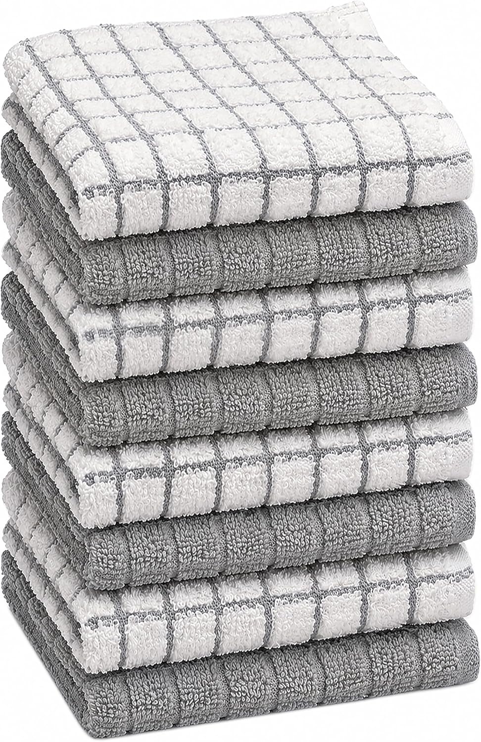 Bumble Dish Cloths (8 Pack) | 12" x 12" | 100% Cotton Kitchen Towels | 405 GSM | Soft, Highly Absorbent & Durable Dish Towels for Kitchen | Gray