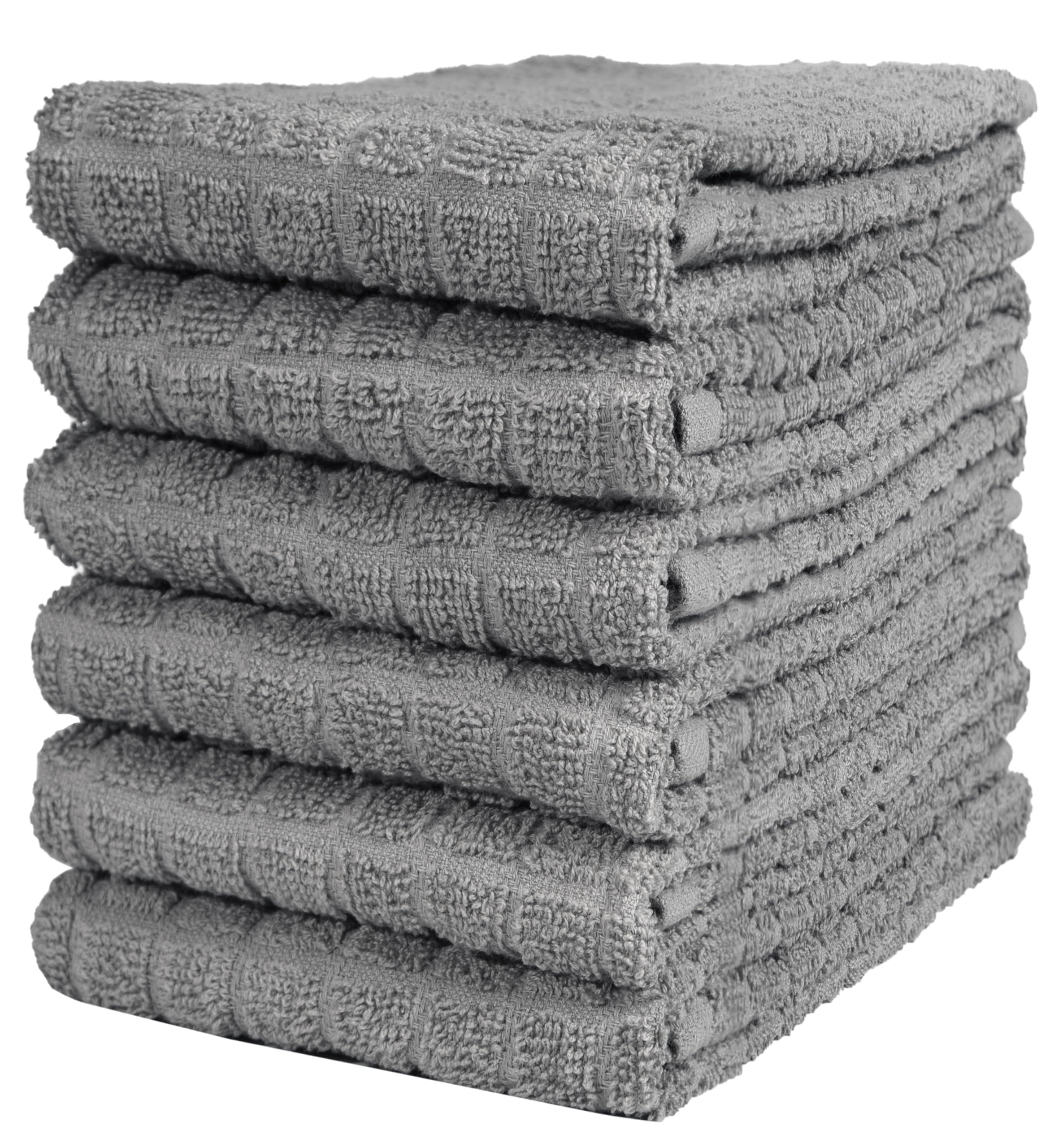 Bumble Dish Cloths (8 Pack) | 12" x 12" | 100% Cotton Kitchen Towels | 405 GSM | Soft, Highly Absorbent & Durable Dish Towels for Kitchen | Gray