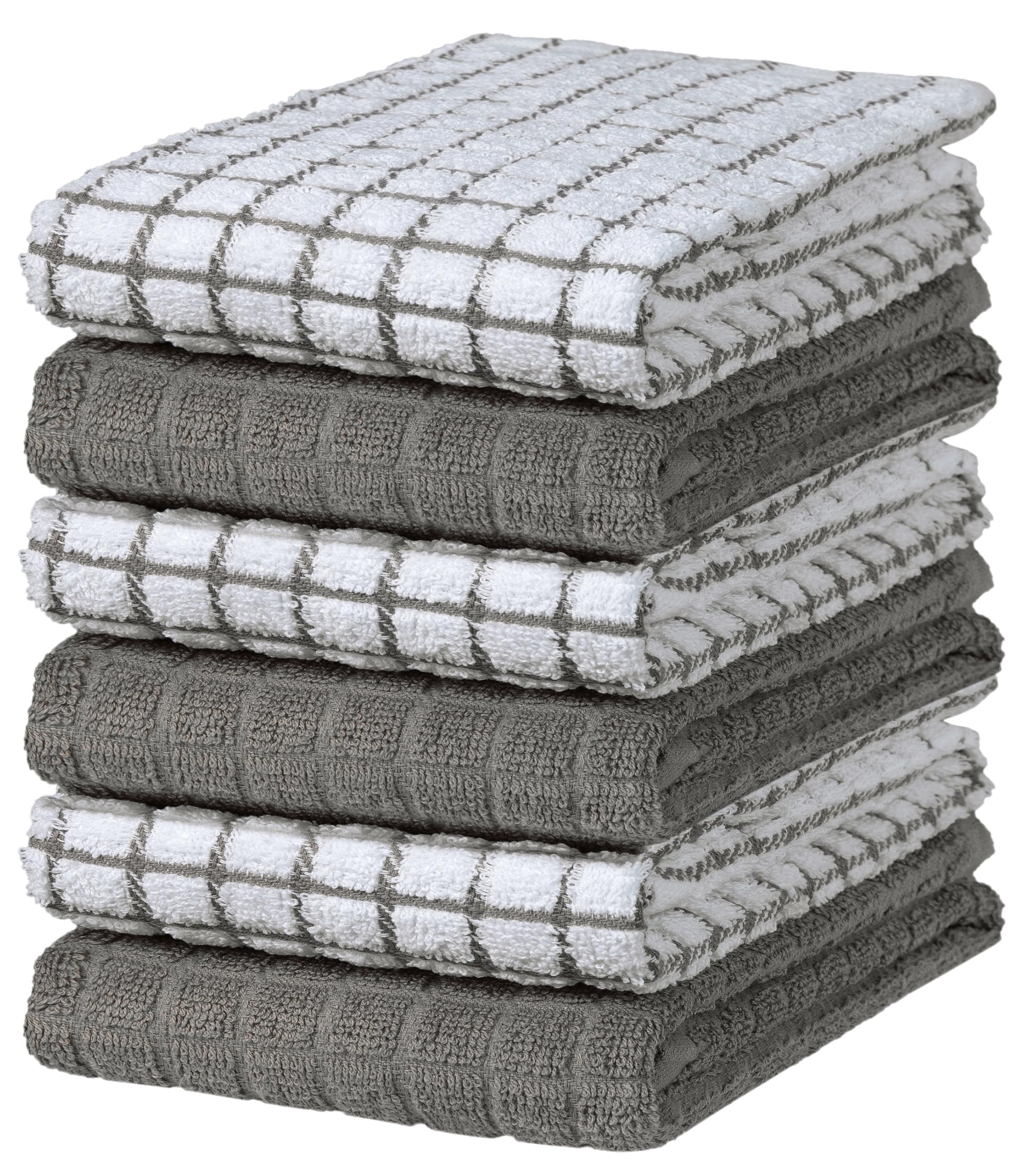 Bumble Dish Cloths (8 Pack) | 12" x 12" | 100% Cotton Kitchen Towels | 405 GSM | Soft, Highly Absorbent & Durable Dish Towels for Kitchen | Gray