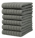 Premium Kitchen Towels (20”x 28”, 6 Pack) | Large Cotton Dish Towels | Flat & Terry Highly Absorbent Kitchen Linen Set with Hanging Loop | Gray
