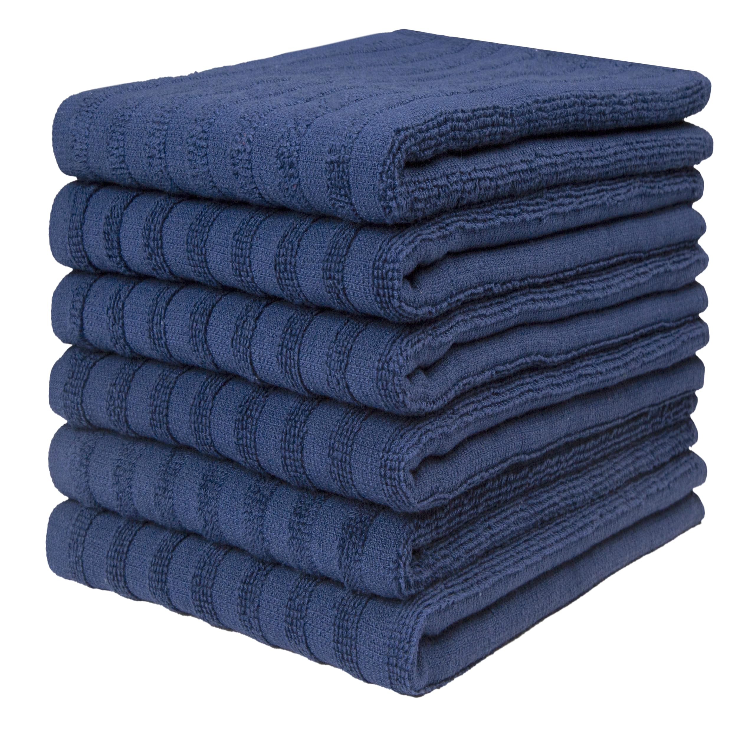 Premium Kitchen Towels (20”x 28”, 6 Pack) | Large Cotton Dish Towels | Flat & Terry Highly Absorbent Kitchen Linen Set with Hanging Loop | Gray