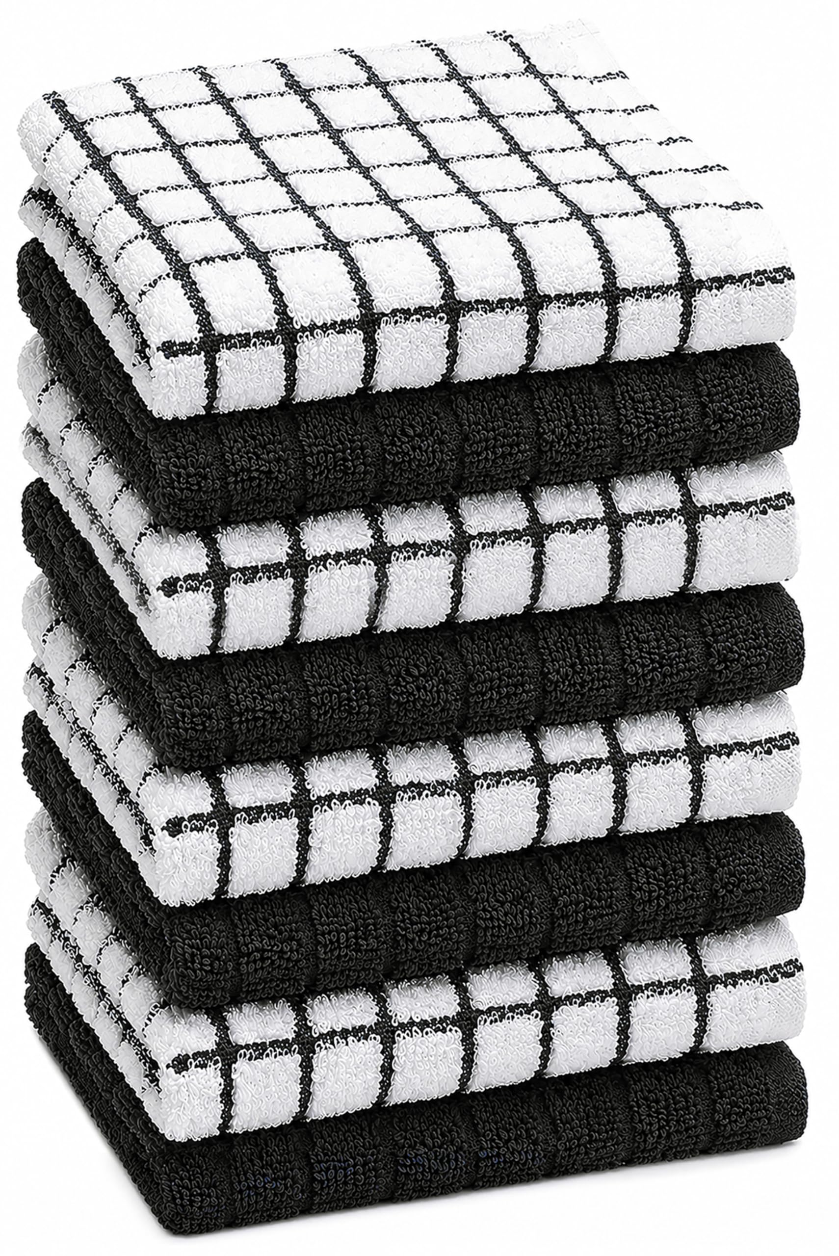 Bumble Dish Cloths (8 Pack) | 12" x 12" | 100% Cotton Kitchen Towels | 405 GSM | Soft, Highly Absorbent & Durable Dish Towels for Kitchen | Gray