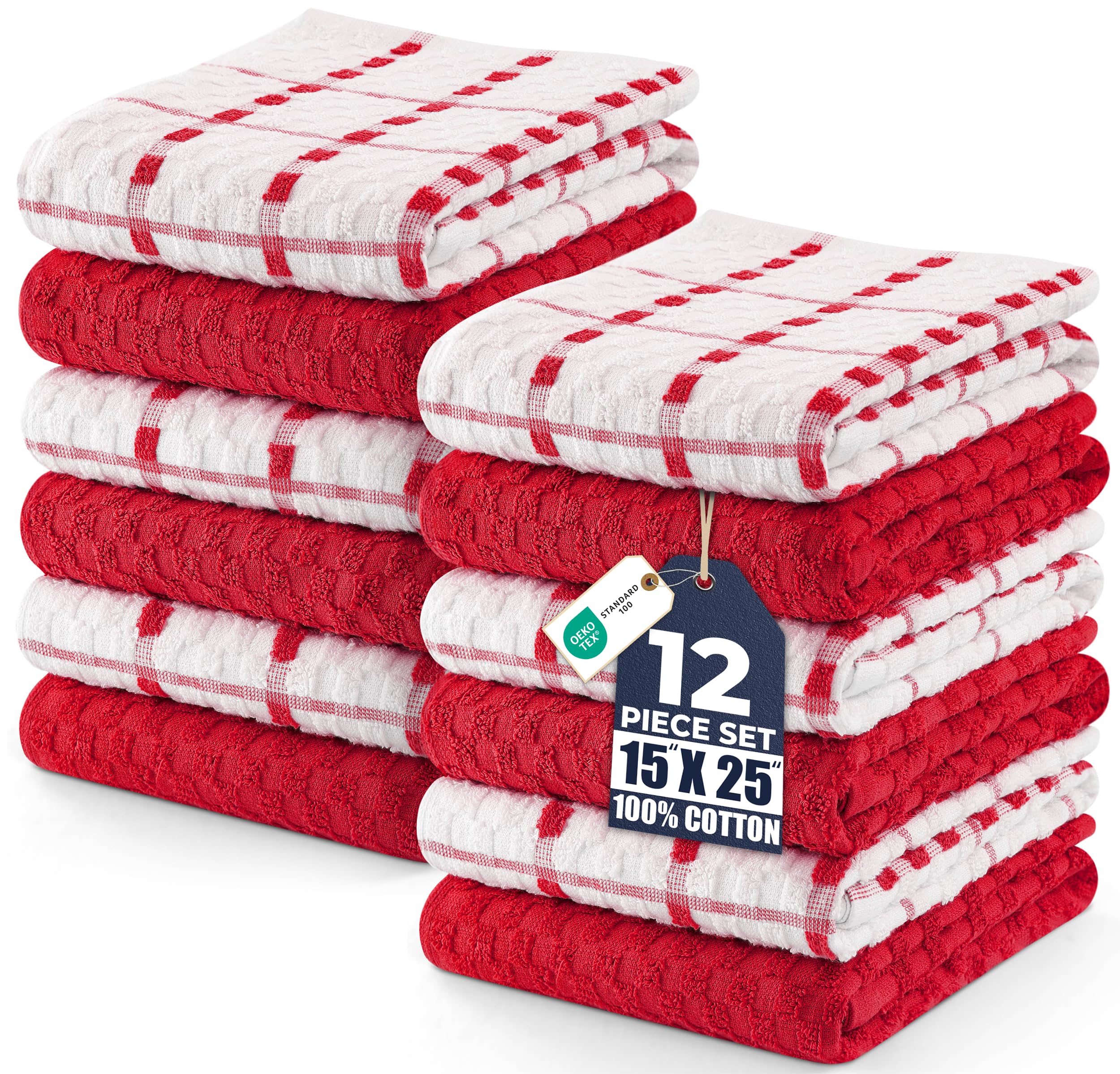 Utopia Towels - Kitchen Towels 12 Pack, 15 x 25 Inches, 100% Ring Spun Cotton Super Soft and Absorbent Linen Dish, Tea and Bar Towels Set, Navy