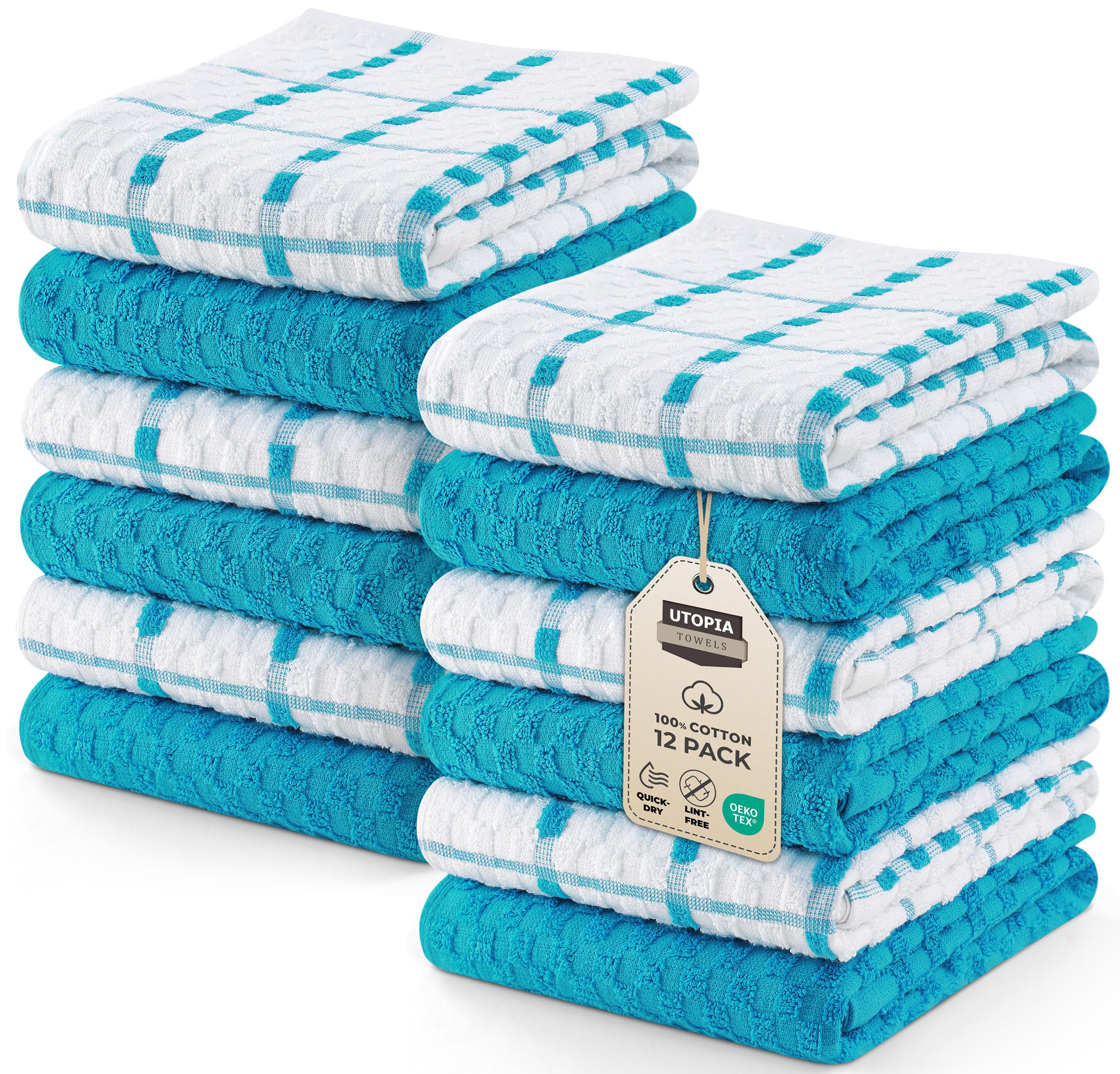 Utopia Towels - Kitchen Towels 12 Pack, 15 x 25 Inches, 100% Ring Spun Cotton Super Soft and Absorbent Linen Dish, Tea and Bar Towels Set, Navy
