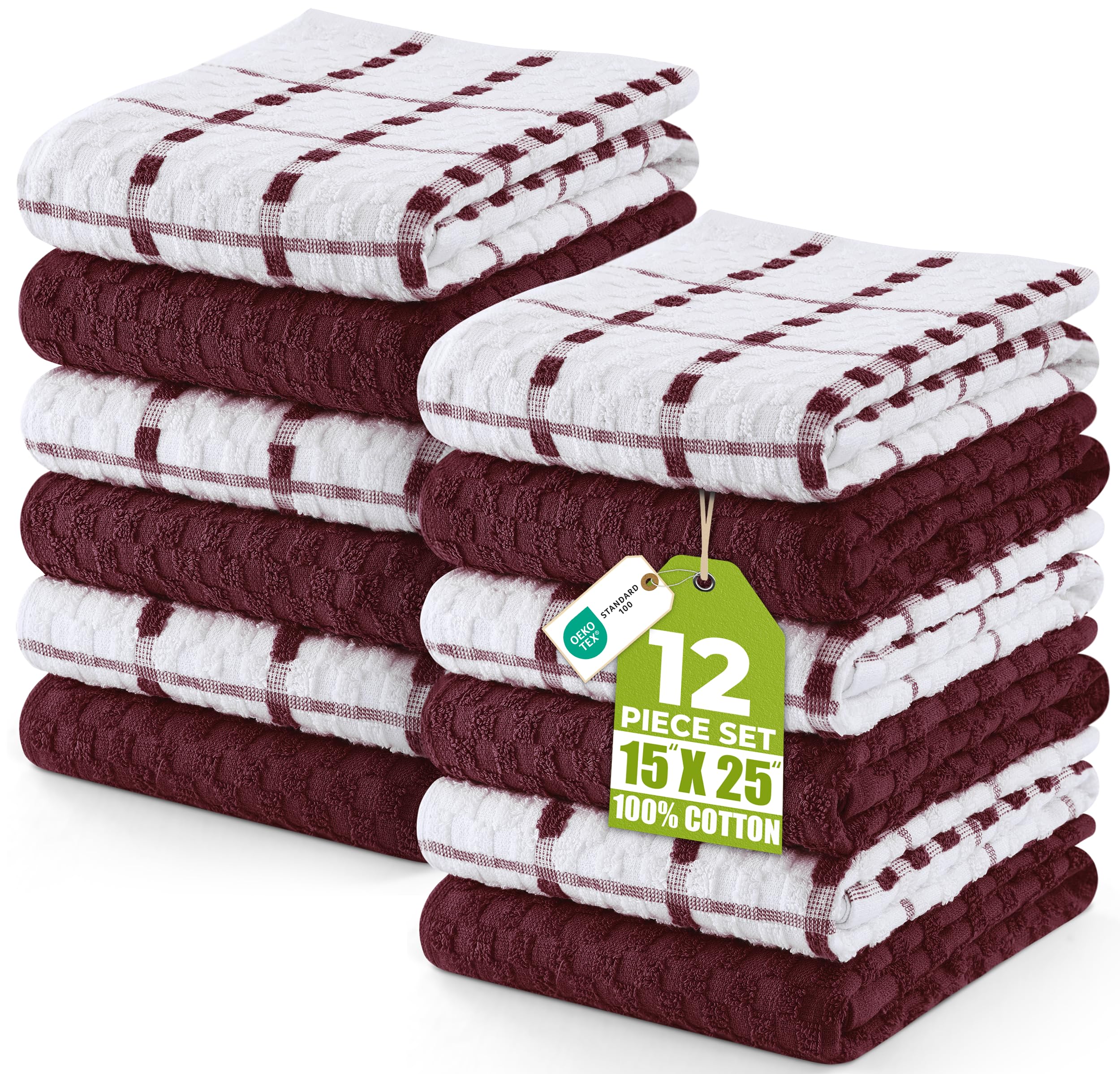 Utopia Towels - Kitchen Towels 12 Pack, 15 x 25 Inches, 100% Ring Spun Cotton Super Soft and Absorbent Linen Dish, Tea and Bar Towels Set, Navy