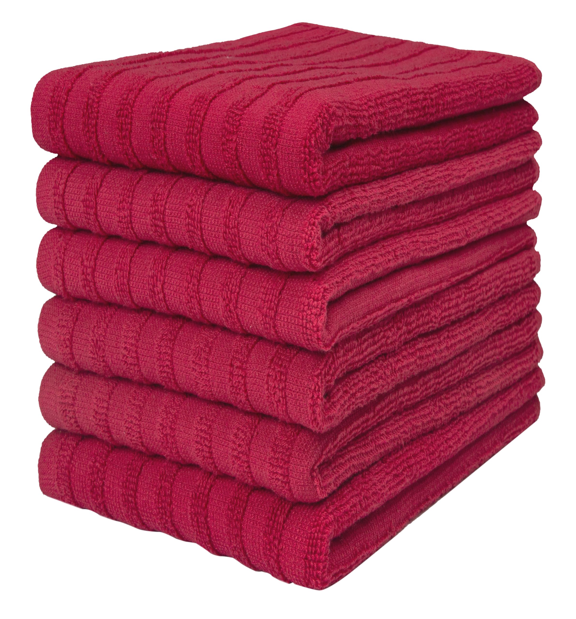 Premium Kitchen Towels (20”x 28”, 6 Pack) | Large Cotton Dish Towels | Flat & Terry Highly Absorbent Kitchen Linen Set with Hanging Loop | Gray