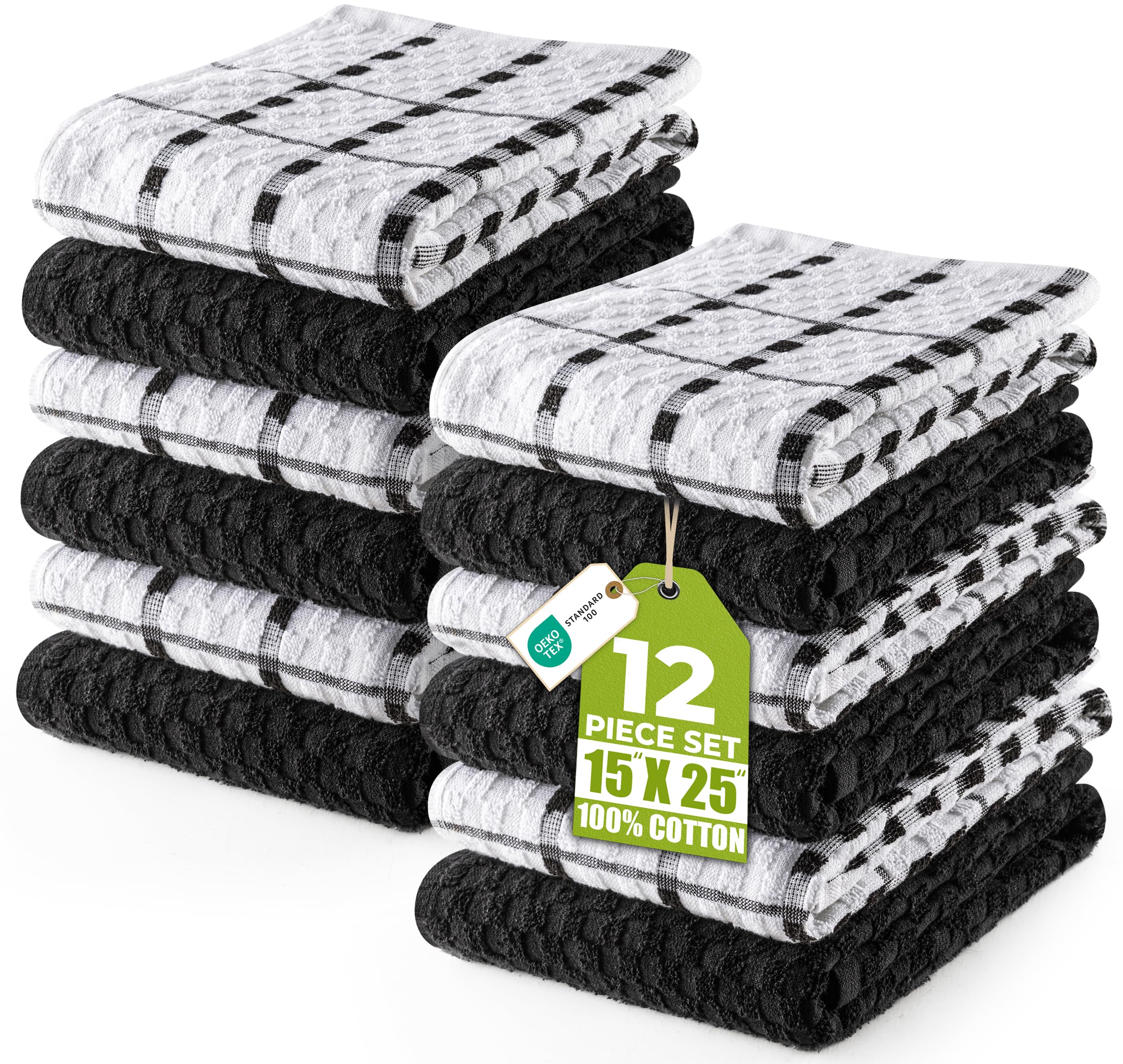 Utopia Towels - Kitchen Towels 12 Pack, 15 x 25 Inches, 100% Ring Spun Cotton Super Soft and Absorbent Linen Dish, Tea and Bar Towels Set, Navy