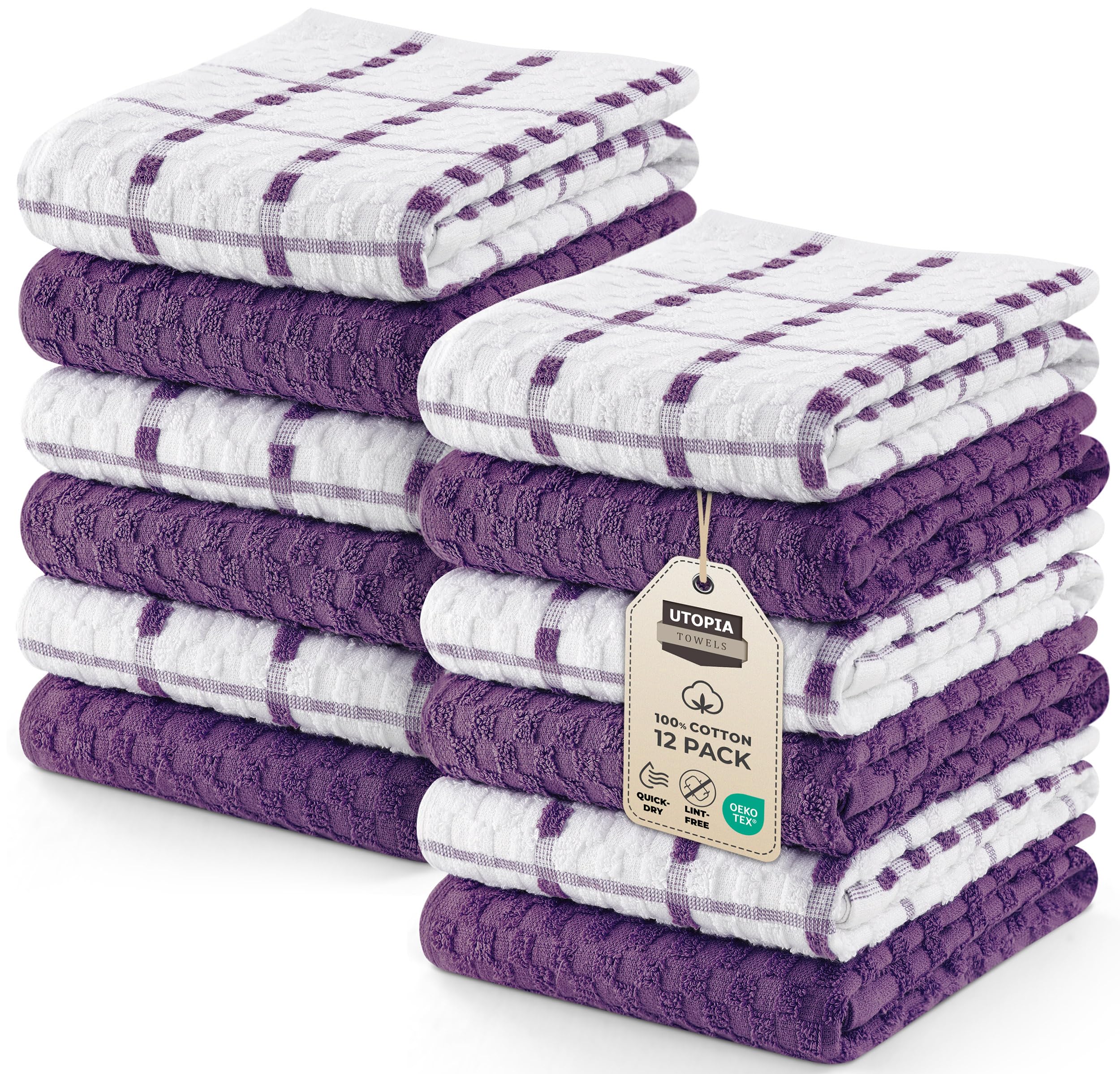 Utopia Towels - Kitchen Towels 12 Pack, 15 x 25 Inches, 100% Ring Spun Cotton Super Soft and Absorbent Linen Dish, Tea and Bar Towels Set, Navy