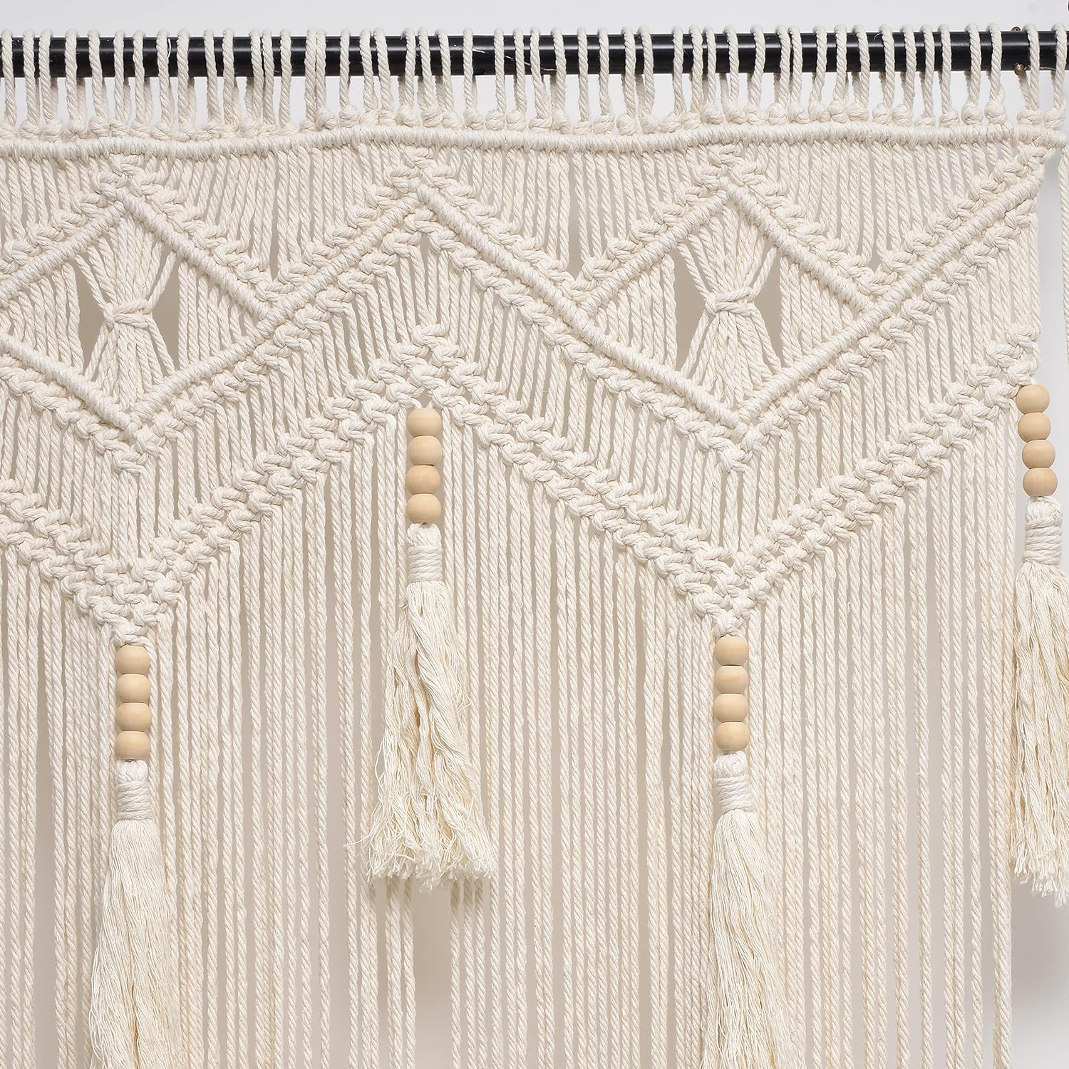 Boho Curtains for Bedroom Macrame for Windows Living Room Boho Decor Large Macrame Wall Hanging Beaded Curtain for Doorway Closet Curtains Wedding Backdrop, 1 Panel 52''W x 72''L